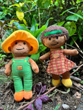 Duo Ti Misié et Ti Manzel 25 cm (orange et vert)