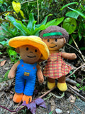 Duo Ti Misié et Ti Manzel 25 cm (orange et bleu)